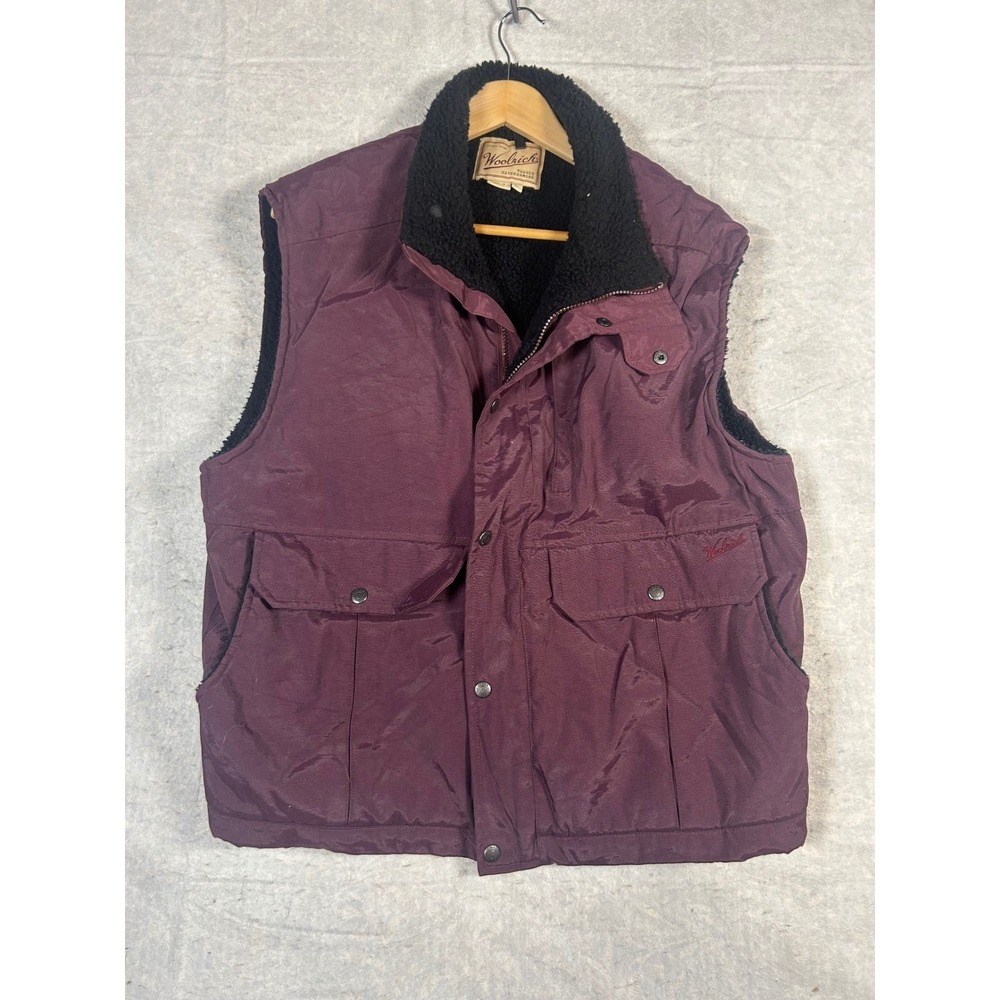 Vintage Woolrich Men's Nylon Fleece lined Quilted Vest Size L